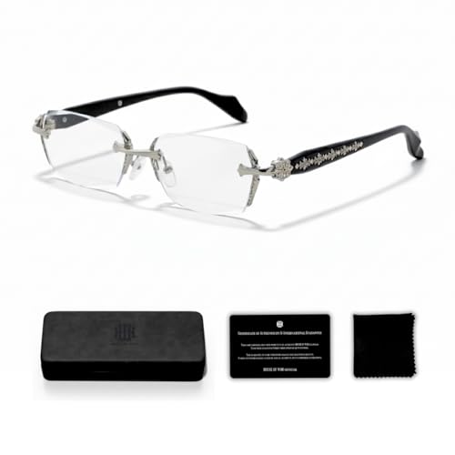 [HOUSE OF WOO] リムレスメガネ フレームレスメガネ 縁なし ヒップホップ ラッパー Y2K ストリート（Cross One C3） - HOUSE OF WOO - 商品画像