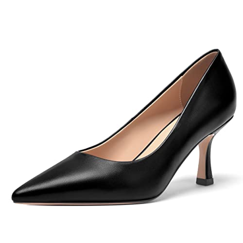 FOGEENA Womens Casual Pointed Toe Office Matte Slip On Stiletto High Heel Pumps Shoes 2.5 Inch