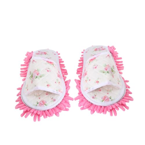 HONMEET Mikrofaser Mopp Hausschuhe Rosenmuster