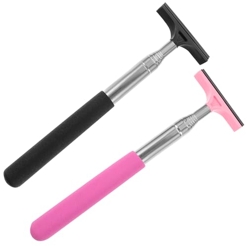 OUNONA Escobilla de Goma para Espejo Retrovisor Retráctil 2 Piezas Limpiaparabrisas Lateral para Coche Herramienta Ligera para Limpieza Rápida de Cristales Accesorio Negro y Rosa para