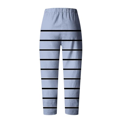Women's Palazzo Beach Capris Pants Boho Baggy Cropped Trousers Wide Leg Striped Print Summer Casual Pants2