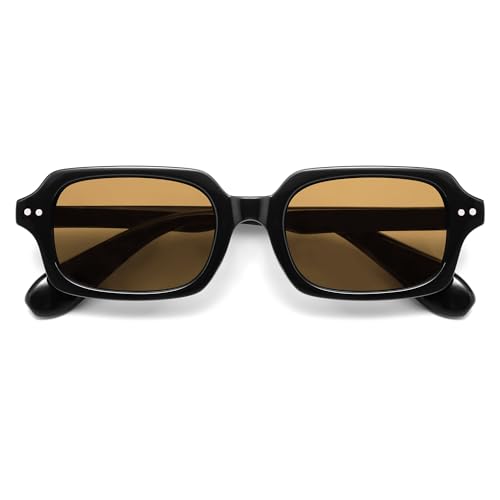 Image of VANLINKER Retro Small Square Sunglasses for Men Women Trendy 90s Rectangle Shades VL9879