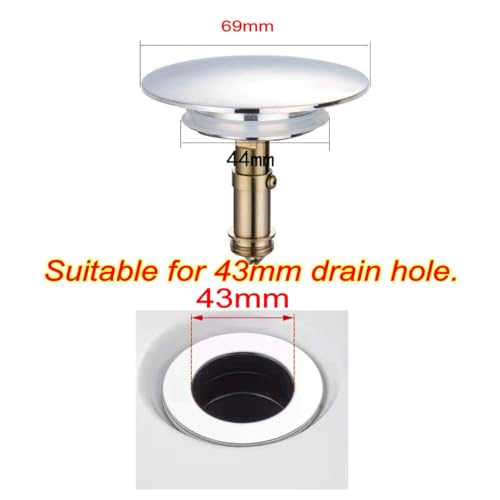JZK Chrome plated metal 69mm bathtub pop up plug, bath tub plug replacement - Image 3