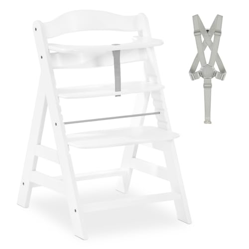hauck Chaise Haute Bébé Évolutive Alpha+ Bois jusqu'à 90 kg, White