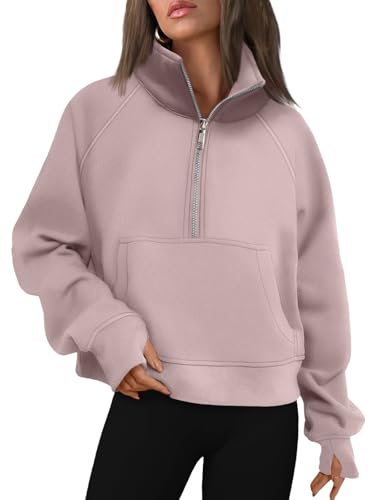 Image of AUTOMET Womens Sweatshirts Half Zip Cropped Pullover Fleece Quarter Zipper Hoodies 2026 Fall Fashion Outfits Clothes