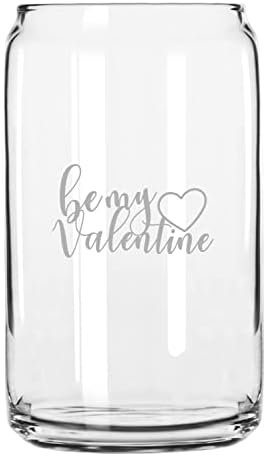 Vaso de vidrio grabado Be My Valentine 16 oz