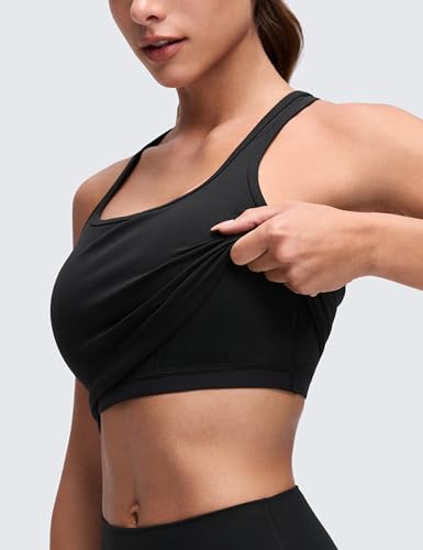 Image of CRZ YOGA Butterluxe Racerback Crop Tank Tops | Light Support, Removable Pads, Yoga, Extremely Soft, Scoop Neck, Longline Sports Bras for Women