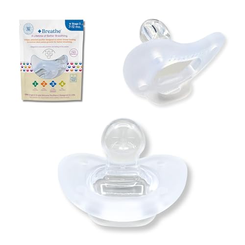 Breathe Baby Pacifier – Patented Design for Natural Oral & Facial Development - BPA-Free, Latex-Free, Pediatrician Developed - Dishwasher Safe 2...