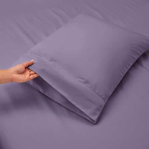 Image of Hearth & Harbor Extra Deep Pocket Queen Sheet Set, Grayish Purple | 4 Piece Cooling Bed Sheets Set, Ultra Soft & Breathable, Fits Up to 24 inch Mattress, Wrinkle & Fade Resistant, Hotel Luxury