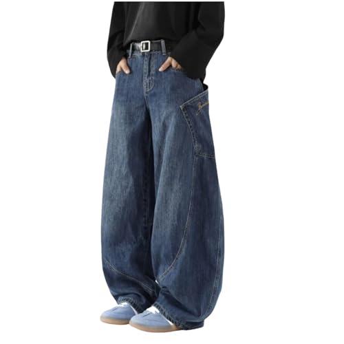 CosTribe Men's Baggy Jeans Y2K Barrel Wide Leg Irregular Sutures Loose Fit Streetwear Hip Hop Denim Pants