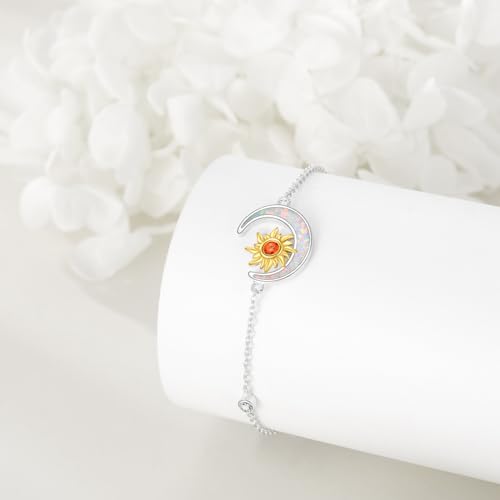 Bracelet lune et soleil argent 925 opale cadeau idéal elle - 3