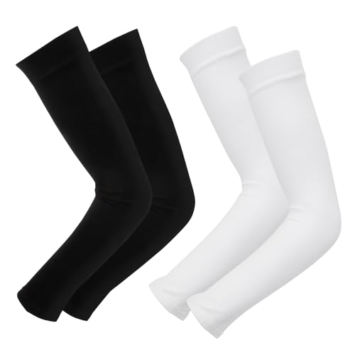 Psxuie 2 Pares Mangas para braços, proteção solar, mangas para braços, manga braço, mangas de ciclismo, mangas de ciclismo, mangas, mangas de proteção solar, mangas de bicicleta, Branco e preto