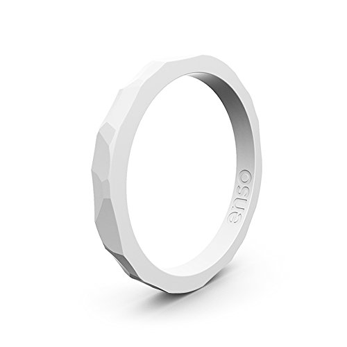 Enso Silicone Ring/Wedding Band. Hammered Design for Men and Women Color: White. Size: 6 by Enso Rings - Used condition - US$6.60