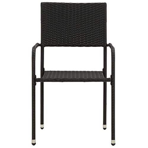 Mobilier de jardin 7 pièces polyrotin noir résistant intempéries durable - 6