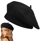Comioke Berretto Francese, Baschi Classico Berretto, Classico Cappello da Artista, Basco da Donna, Basco Francese Donna, Nero