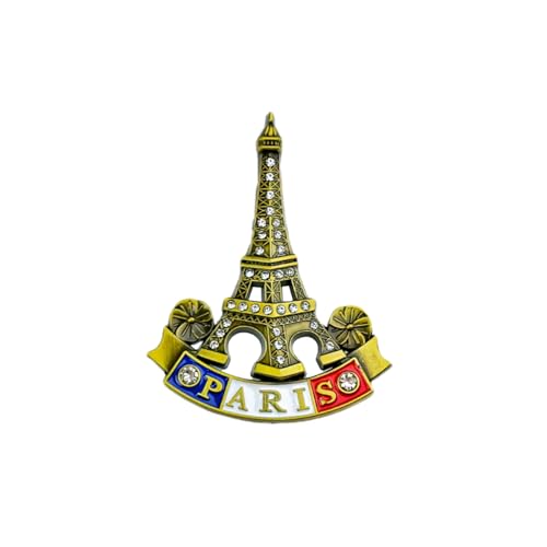 Paris Fridge Magnet 3D Metal Fridge Magnet Diamond-Studded Eiffel Tower Paris France Souvenir Gift Decor Refrigerator Magnets, Metal & Resin, 9.1×7.1cm