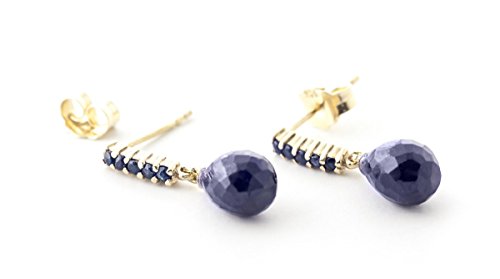 Galaxy Gold Gg 7 Carat 14K Solid Gold Sapphire Earrings Briolette Dangling Sapphire #TOP1