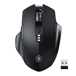 Uineer Wireless Mouse, Rechargeable 2.4G USB Optical Mouse with Battery Level Display, 4 DPI Levels, Ergonomic Mouse for Laptop and Desktop, Compatible with PC, Windows and Chromebook, Matte Black
