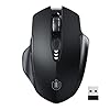 Mouse inalámbrico, recargable de 2.4 GHz (nivel de batería visible), ergonómico para computadora, 4 niveles DPI, mouse inalámbrico para computadora portátil (negro mate)