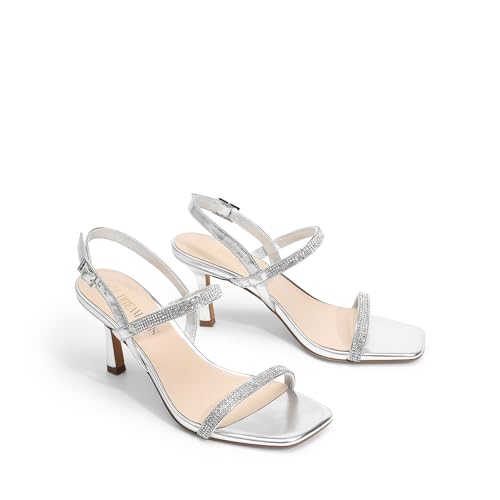 Image of DREAM PAIRS Womens Slingback Heels Square Open Toe Strappy Sandals Ankle Strap High Heeled Dressy Shoes
