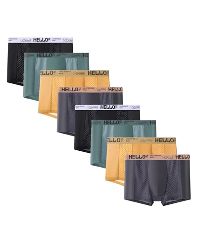 LuxeCore Men's Breathable Boxer Briefs with Mesh Panels, 8-Pack, Multi-Color (US, Alpha, Medium, Regular, Regular, color)