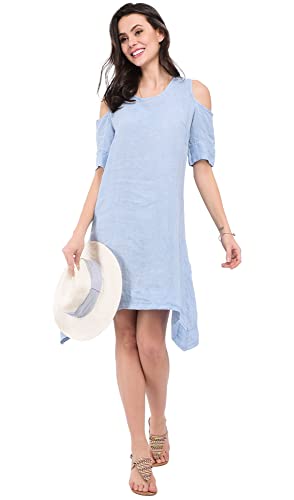 Robe lin blanc longue pour les journées d'été et sorties décontractées en taille S