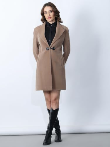 Image of PLAGG Women's Notched Lapel Long Overcoat