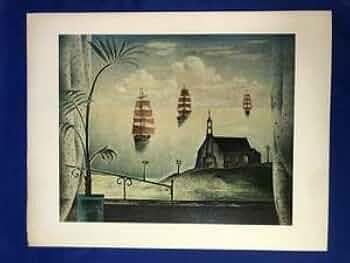 【絵画】岡鹿之助、湯船、コロタイプ、大判、新品額付 絵画】岡鹿之助、湯船、コロタイプ、大判、新品額付