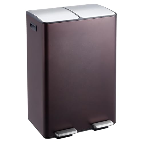 Caneca de basura rectangular marrón 16 galones doble