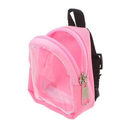 TOBBOMEY Mini Mochila De Peluche Mochila para Niñas con Ventana Transparente para Accesorios De Muñecas para Juguetes y Colecciones