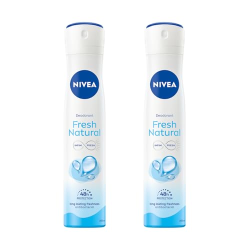 NIVEA Fresh Natural Deodorant Spray 200ml | 48 Hour Odor Protection for Women & Men | Refreshing Oceanic Scent Quick Dry No Alcohol Gentle on Skin LongLasting Freshness Body Spray | 2-Pack