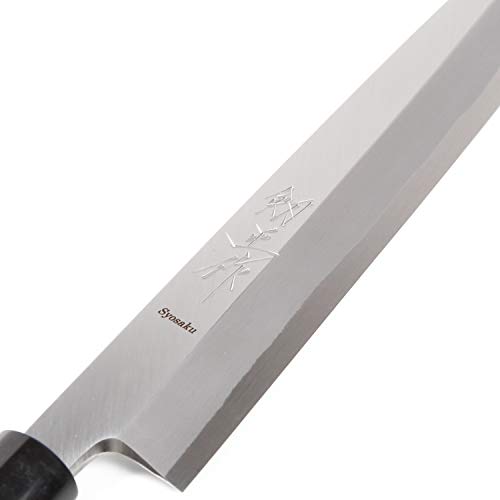 Syosaku Japan Sushi Sashimi Chef Knife Shiroko(White Steel)-No.2 D-Shape Magnolia Wood Handle, Yanagiba 9.5-Inch (240Mm) #TOP1