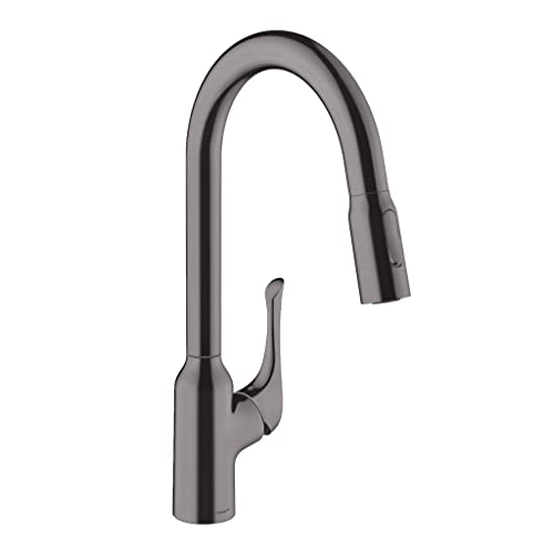 hansgrohe Allegro N 71843341 - Pulverizador extraíble de 16 pulgadas de alto en cromo negro cepillado, grifo de cocina