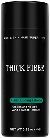 THICK FIBER Hair Fibers for Thinning Hair & Bald Spots (BLACK) - 25g Bottle - Conceals Hair Loss in Seconds - Hair Powder for Women & Men
