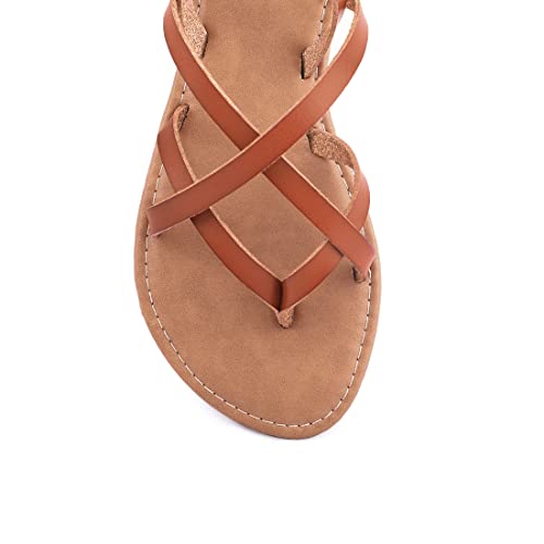 Image of Huayuanwell Women's Gladiator Flat Sandals Fisherman Strappy Sandals Ankle Strap Sandals