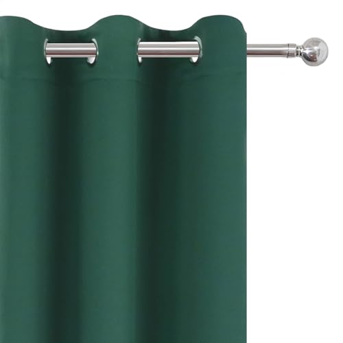 Image of LEMOMO Blackout Curtains 52 x 90 Inch Long Dark Green Curtains Set of 2 Panels Room Darkening Curtains for Bedroom and Living Room
