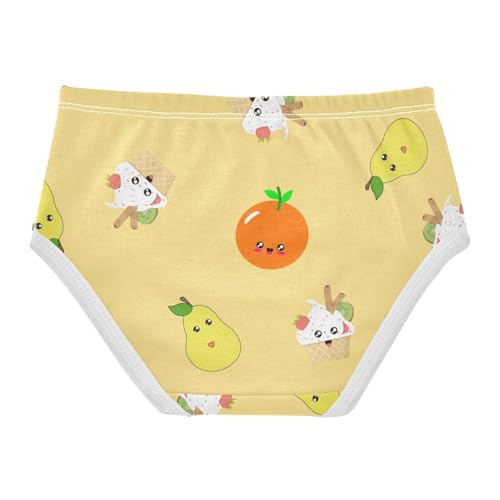 Girls' Underpants Kids Cotton Underwear Panties Briefs For Girl Age 2-8 Years Orange Pear Icecream Cartoon Pattern2
