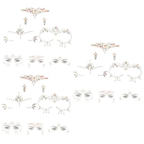 Stickers Visage Fluorescents Healvian 9 Feuilles Strass Brillants Autocollants
