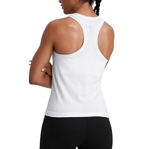 CRZ YOGA Seamless Racerback Tank Tops for Women – Gym Workout Athletic Running Sleeveless Shirts Breathable Scoop Neck