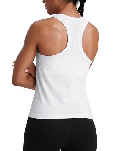 CRZ YOGA Womens Seamless Racerback Tank Scoop Neck Breathable Running Workout Tops Athletic Gym Sleeveless Shirts
