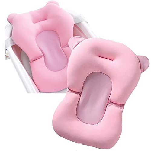 Primabobo Badewannen-Einsatz für Neugeborene, Babys und Kleinkinder bis max. 20 kg, regulierbar, mit 3 Befestigungsklips, Netzstoff und EPS-Füllung (Rosa) Cover