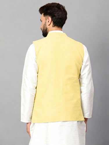 Image of LATEST CHIKAN Men's Traditional Cotton Solid Nehru Jacket /Waistcoat