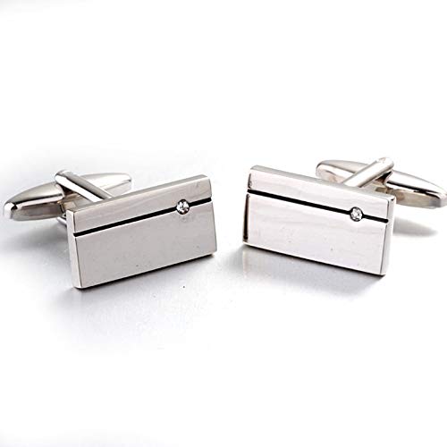 Mancuernillas rectangulares de plata para hombre miniatura 3