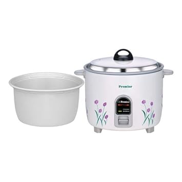 Premier Electric Rice Cooker with Extra pan (18ep), 1.8 Litre, Silver