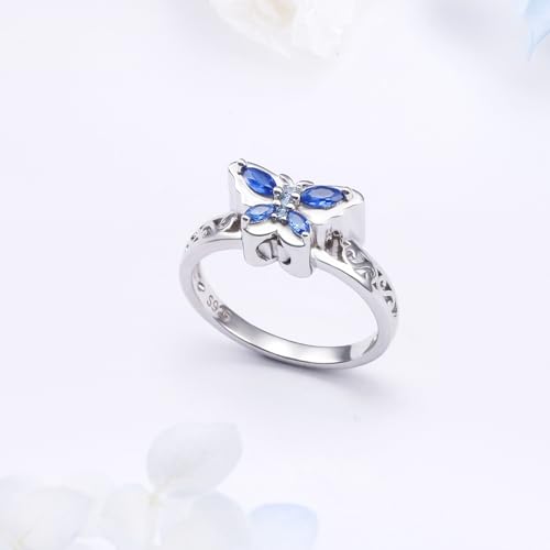 Bague cendres argent 925 et zircone souvenir papillon - 2