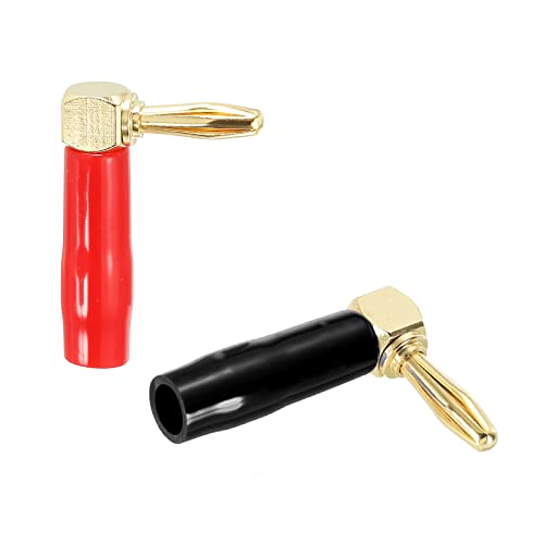 PATIKIL Banana Plugs 90 Degree Speaker Banana Plugs Screw Type 4mm Gold-Plated Copper Red Black for Speaker Wires Sound Systems - Image 4
