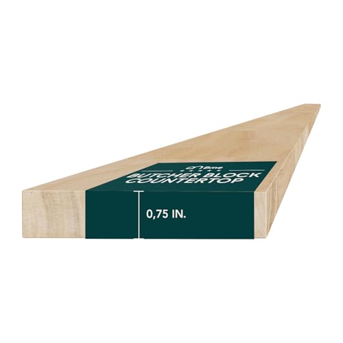 Bme Hevea Solid Wood Butcher Block Countertop, Wood Table Top, Butcher Block Desk Table Top for DIY Kitchen Island, Washer Dryer, or Workstation – Unfinished - 96" L x 4" W x 0.75" Th by Bme - Used condition - US$51.99