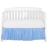 AYWTIUN Bettrock für Babybett Kinderbettrock mit weißen Oberlaken – 4 Seiten plissierten Rüschen for Jungen und Mädchen, Kleinkind-Kinderzimmer-Tagesdecke(Sky Blue,70x140x36cm)