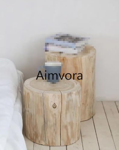 Aimvora天然木製スツール 丸太切り株型無垢材椅子 多目的サイドテーブル雑貨台 玄関履き替えイス寝室ナイトテーブル店舗ディスプレイ兼用 住宅インテリア店舗装飾に対応万能原木家具 (具体的な製品寸法については寸法図をご参照ください。) (直径30-33 cm高さ50 cm) [並行輸入品] [5]