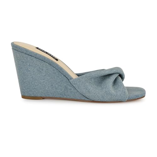 Sandales compensées Nine West Nikhil pour femme, le charme du denim bleu clair 39